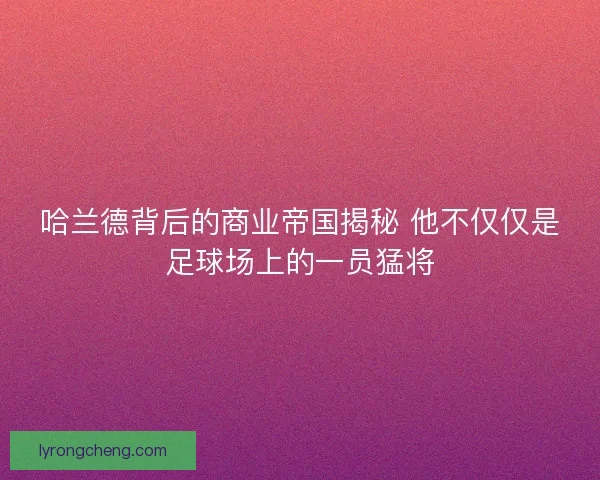 哈兰德背后的商业帝国揭秘 他不仅仅是足球场上的一员猛将